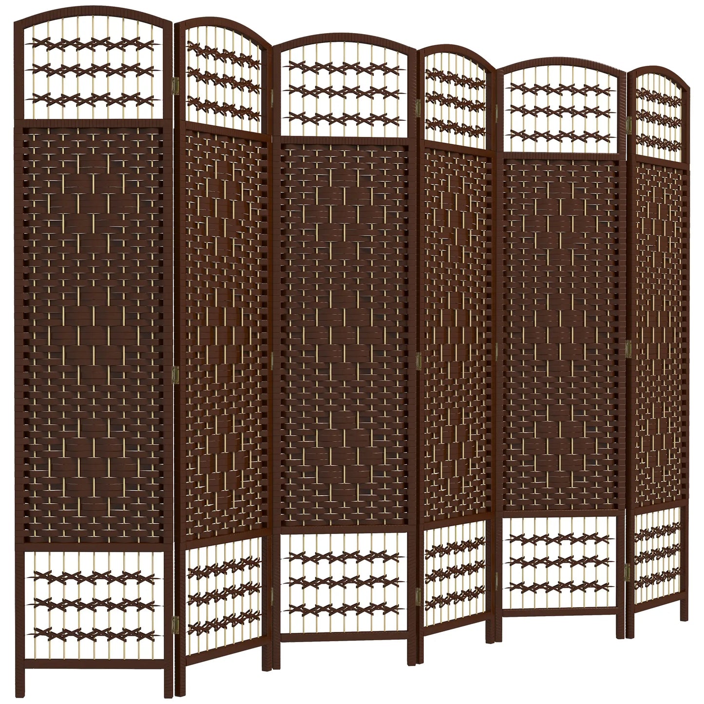 6 Panel Folding Room Divider, Portable Privacy Screen, Brown Room Dividers at Gallery Canada