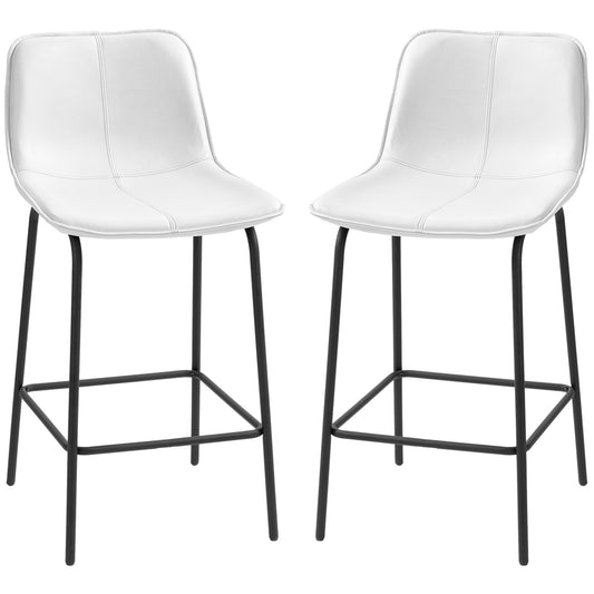Bar Stools Set of 2, Upholstered Counter Height Bar Chairs, Kitchen Stools with Steel Legs