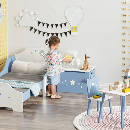 Kids Wooden Toy Storage Box, Bench Seat, 21.75" x 13.5" x 14", Blue Baby & Kids Storage Blue at Gallery Canada