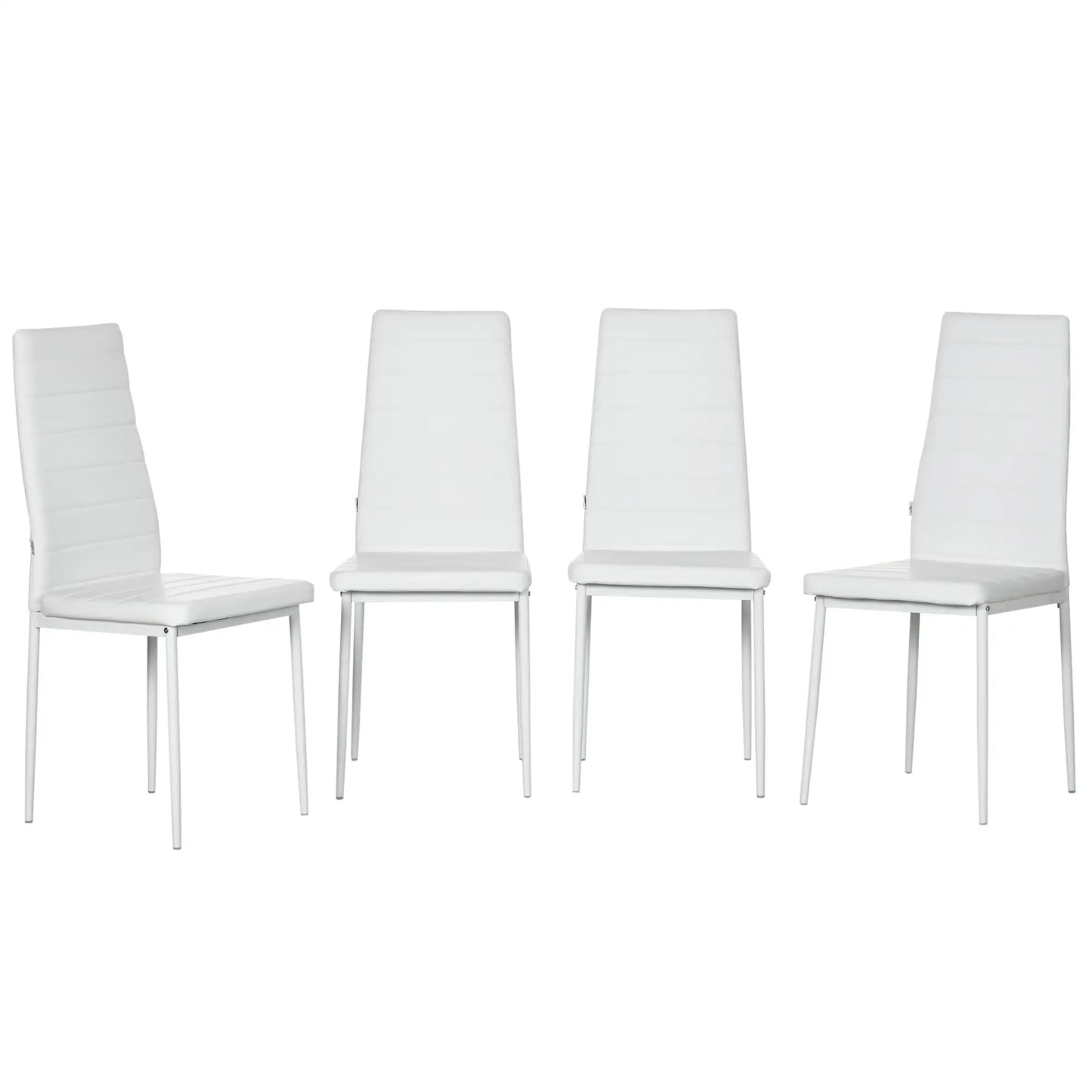 Modern Dining Chairs, Set of 4, High Back PU Leather, White Bar Stools at Gallery Canada