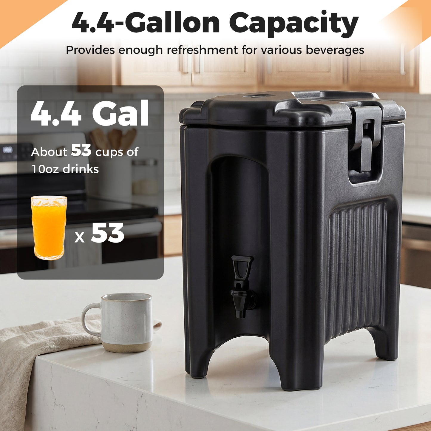 4.4 Gallons Insulated Beverage Dispenser, Set of 2, Black Water Dispensers at Gallery Canada
