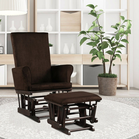 Baby Nursery Relax Rocker Rocking Chair Glider & Ottoman Set, Coffee Recliners Coffee at Gallery Canada