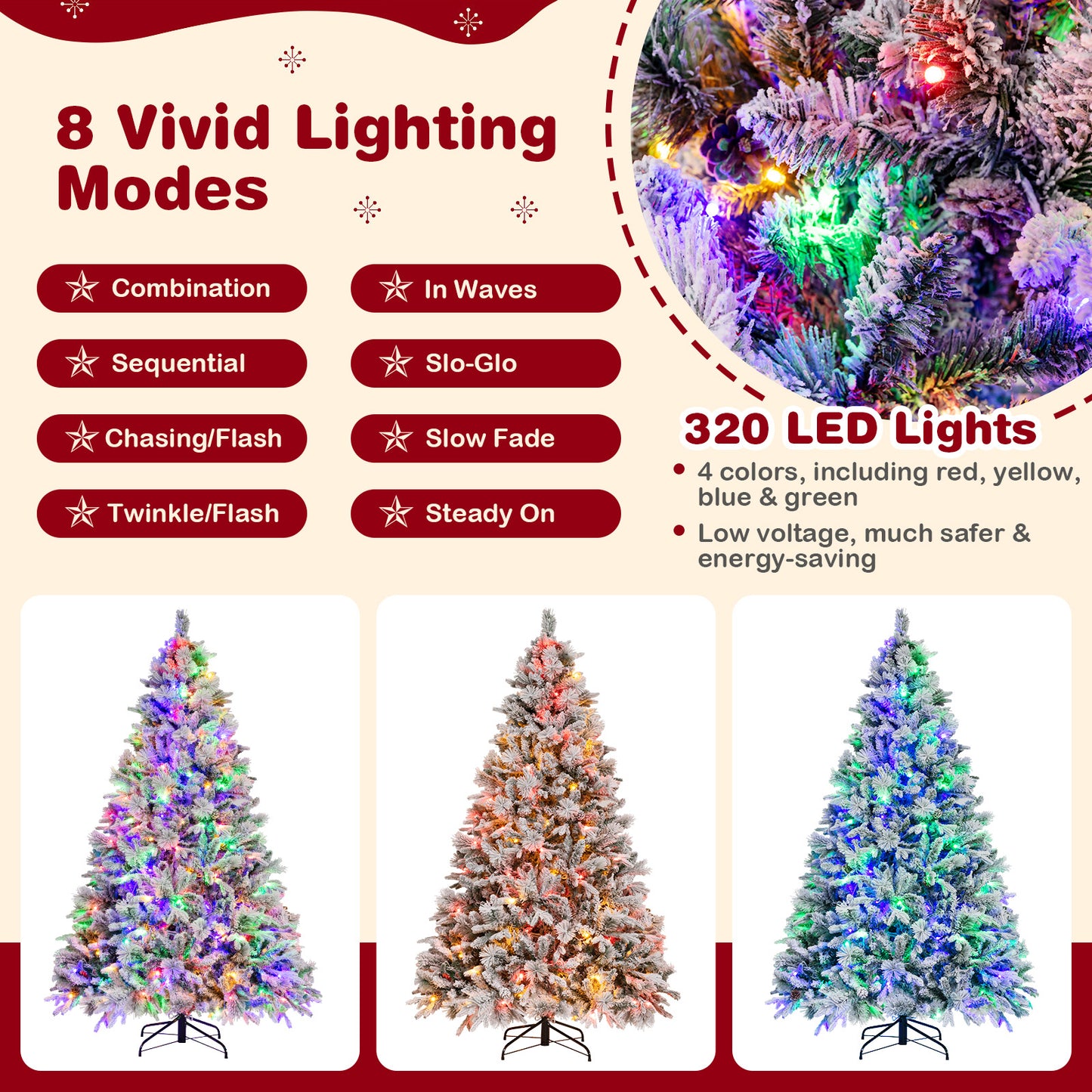 Artificial Christmas Tree With Pine Needles, LED Lights, 7 Ft, Green Christmas Tree at Gallery Canada