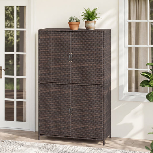 4-Door Rattan Storage Shed, Brown Sheds & Outdoor Storage Brown at Gallery Canada
