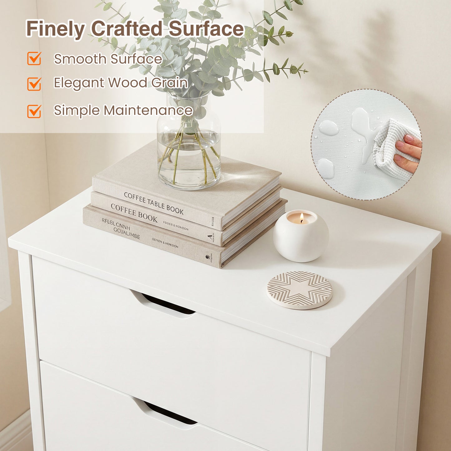4-Drawer Dresser Wooden Nightstand with Anti-Tipping Kits, White Dressers & Chests at Gallery Canada