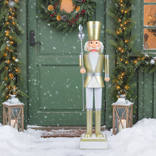 4 FT Christmas Nutcracker, High Hat Scepter, White Golden Christmas Decor & Accessories White & Golden at Gallery Canada