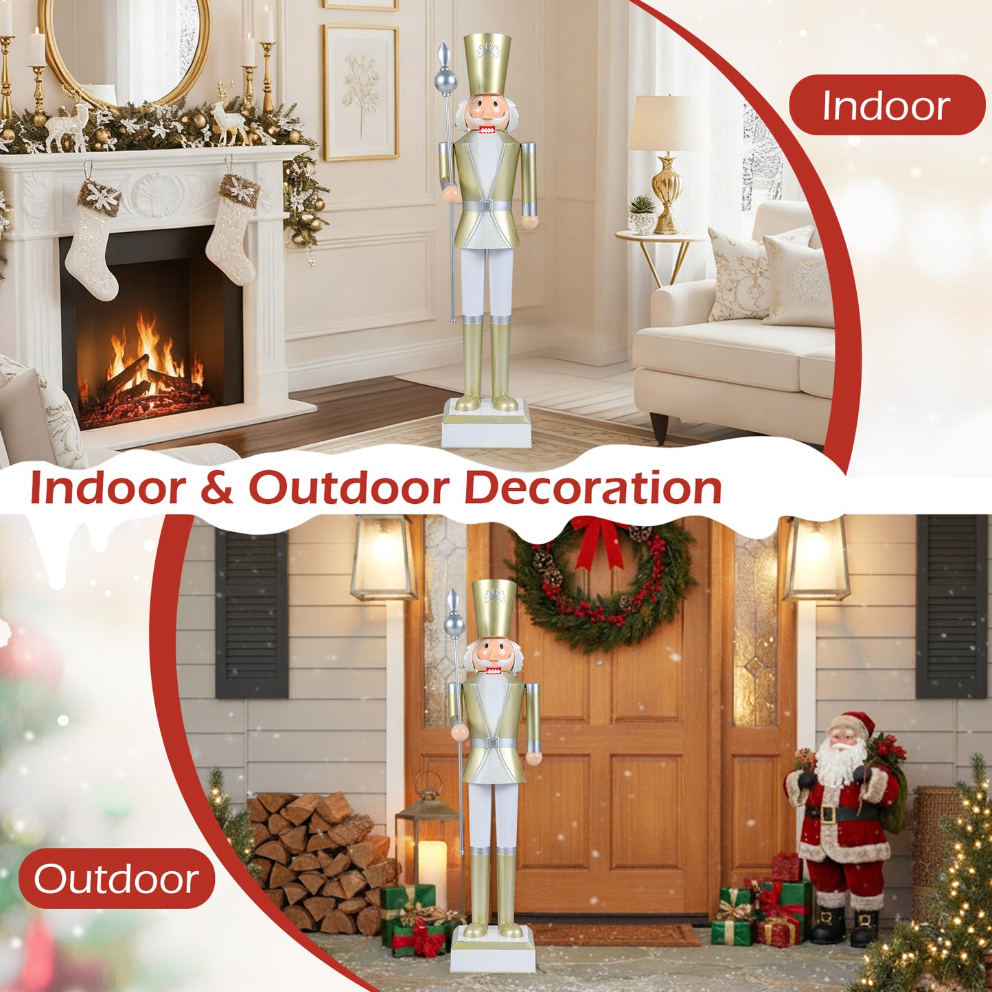 4 FT Christmas Nutcracker, High Hat Scepter, White Golden Christmas Decor & Accessories at Gallery Canada