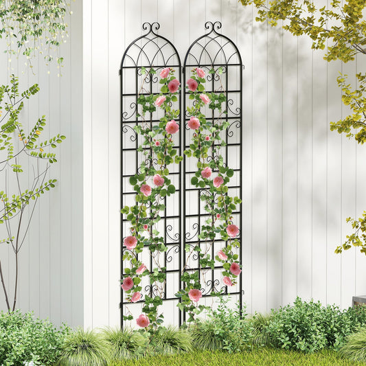 4 Pack 86" x 20" Metal Garden Trellis For Climbing Plants Plant Supports Black at Gallery Canada
