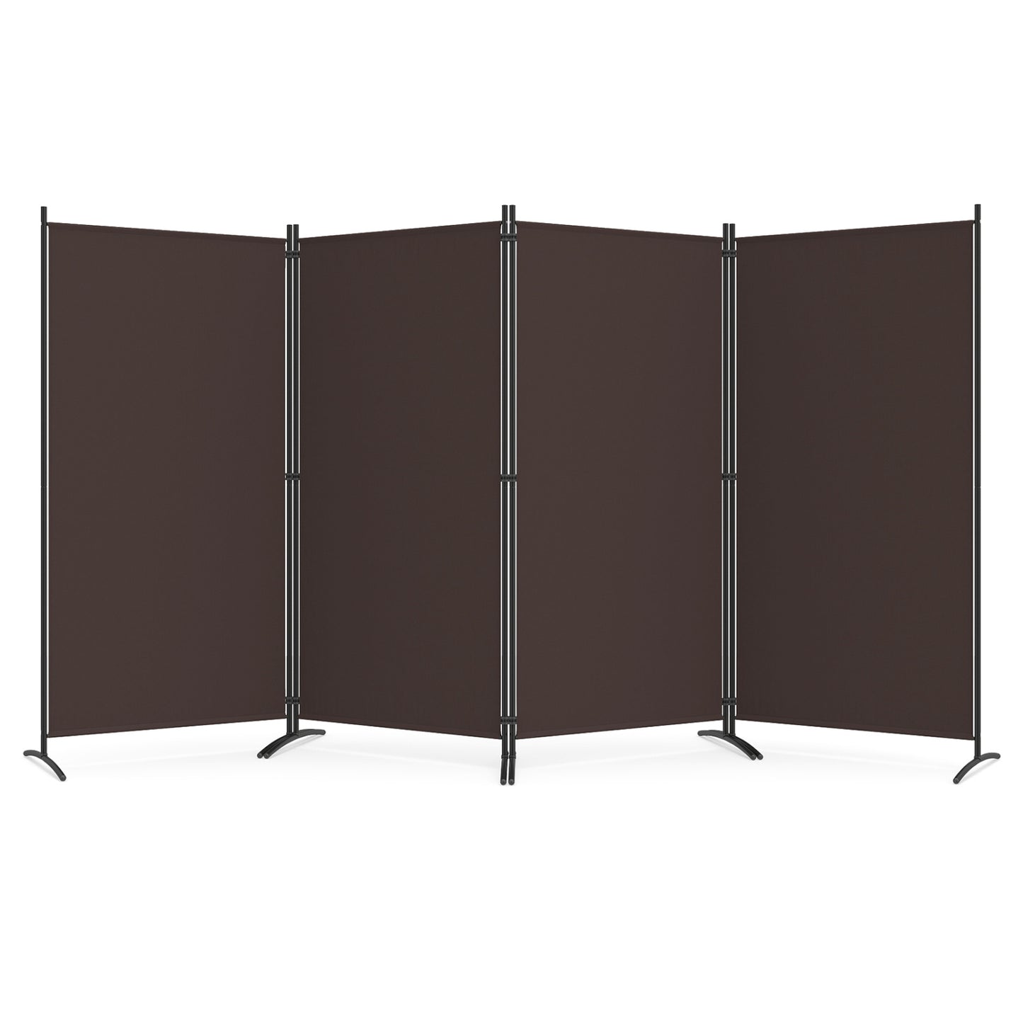 Séparateur de pièce à 4 panneaux, hauteur 6 pieds, écran de confidentialité pliable, marron