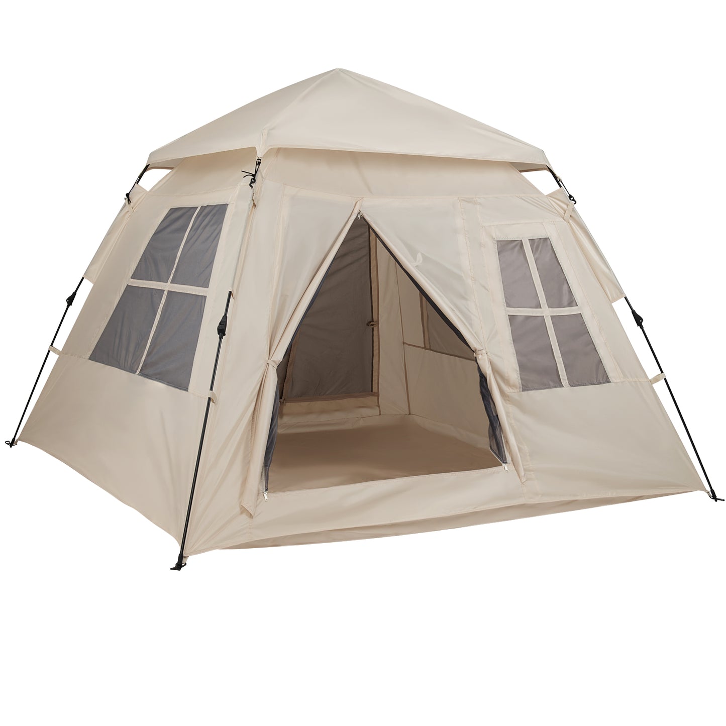 4 Person Camping Tent Portable Automatic Easy Setup with Rainfly and 2 Doors, Beige Tents Beige at Gallery Canada