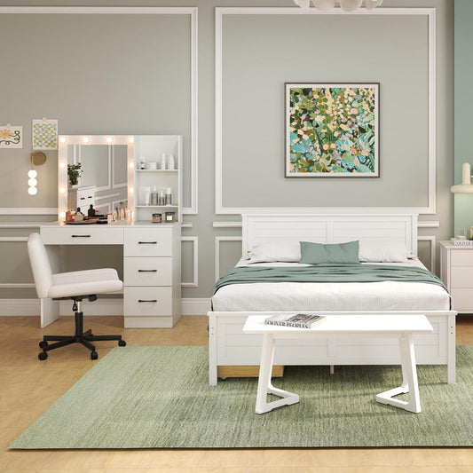 4-Piece Bedroom Set, Twin Size Bed Frame, Bench, Vanity Desk, Jewelry Armoire Bedroom Options at Gallery Canada