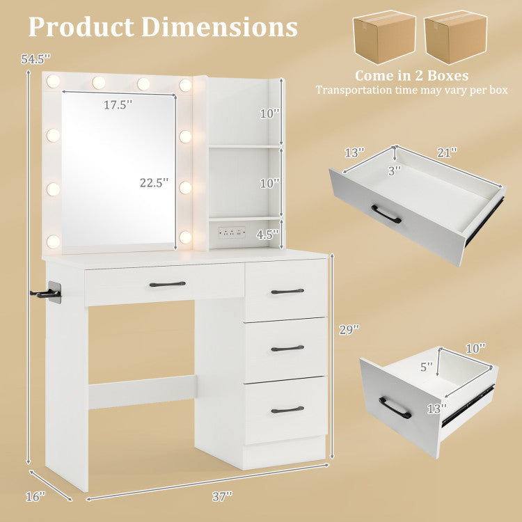 4-Piece Bedroom Set, Twin Size Bed Frame, Bench, Vanity Desk, Jewelry Armoire Bedroom at Gallery Canada