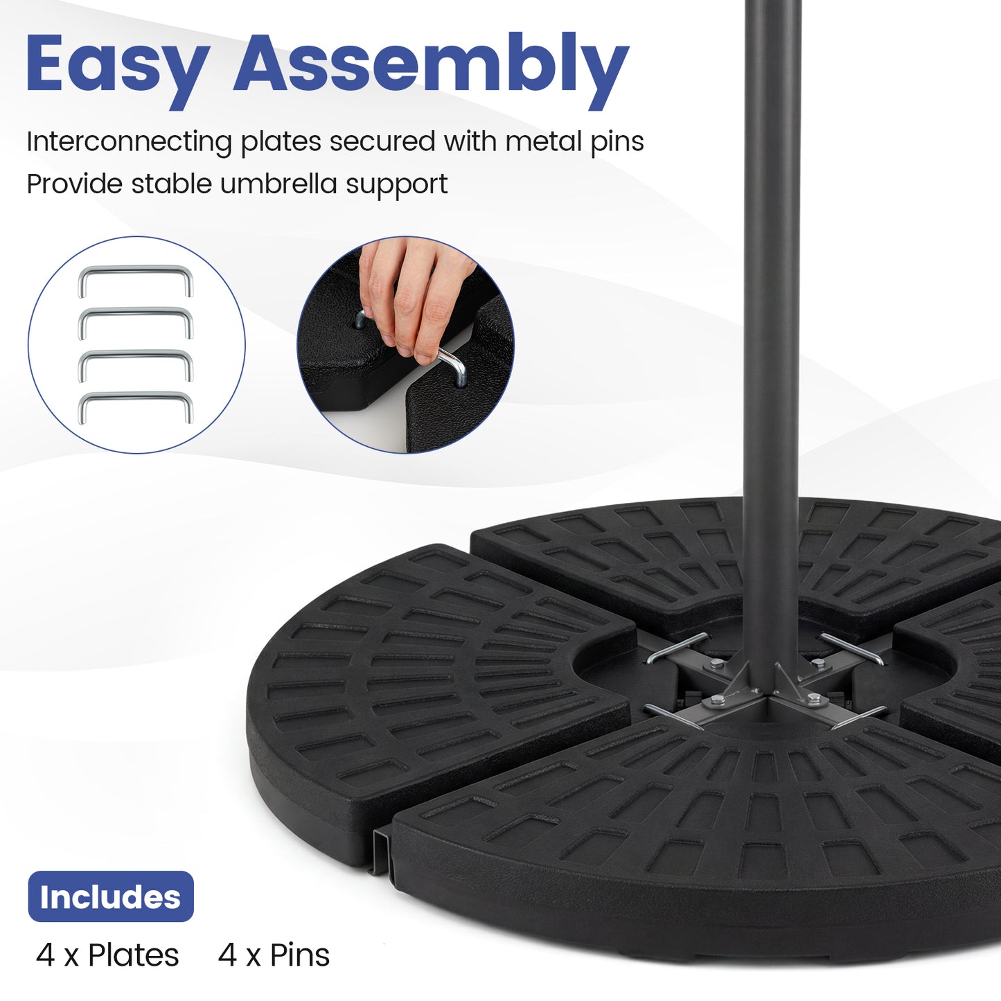 4-Piece Patio Market Umbrella Base 140 LBS Heavy-Duty with U-Locking Pins, Black Outdoor Umbrella Bases at Gallery Canada
