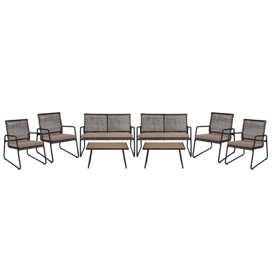 4 Pieces Patio Furniture Set with Acacia Wood Coffee Table and Zippered Cushions-Mix Brown, Brown Patio Furniture Sets Brown at Gallery Canada