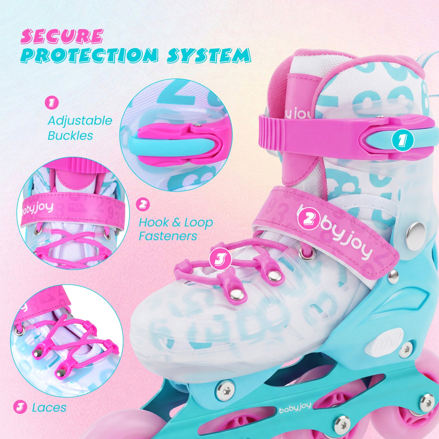 4-Size Adjustable Kids Inline Skates, Light Up Wheels, Pink, Blue Toy Sports at Gallery Canada