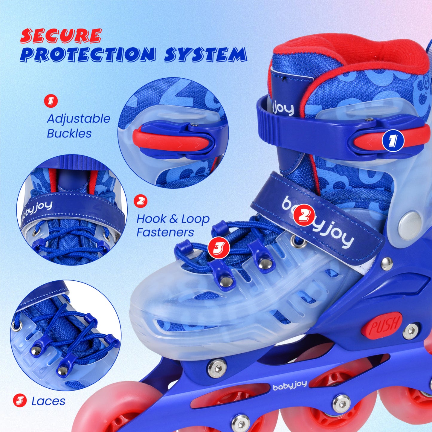 Kids Inline Skates, 4-Size Adjustable, Ages 5-7, Blue Toy Sports at Gallery Canada
