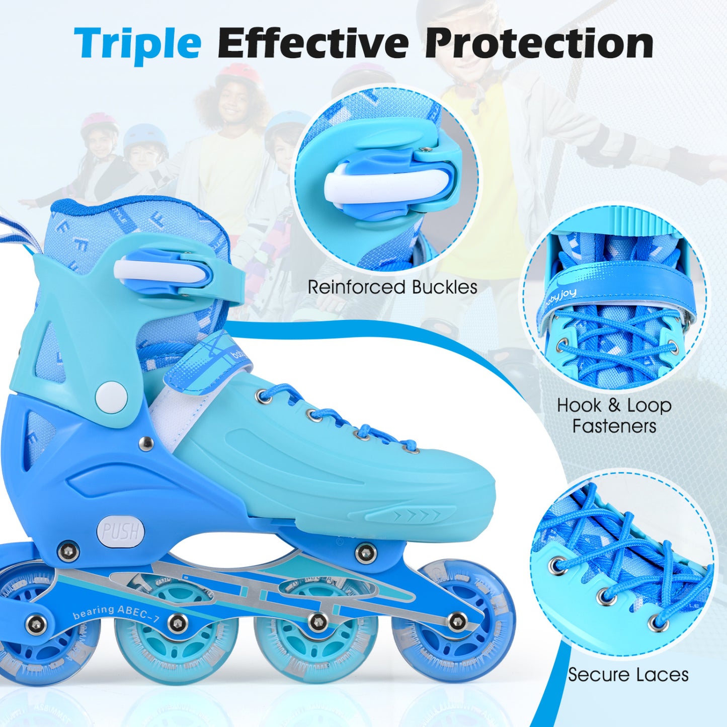 Light-Up Kids Inline Skates, 4-Size Adjustable, Ages 7-9, Blue Toy Sports at Gallery Canada