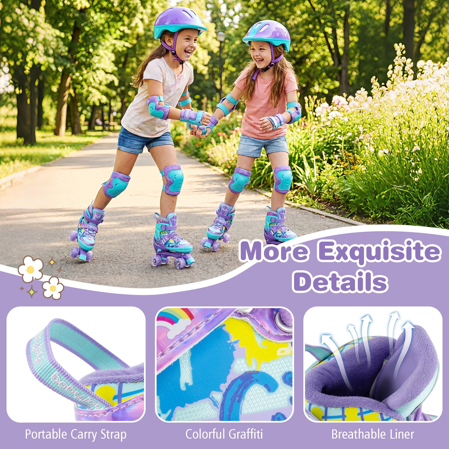 4 Sizes Adjustable Kids Roller Skates with Light-up Wheels and Safety Protection M Size, Purple Toy Sports at Gallery Canada