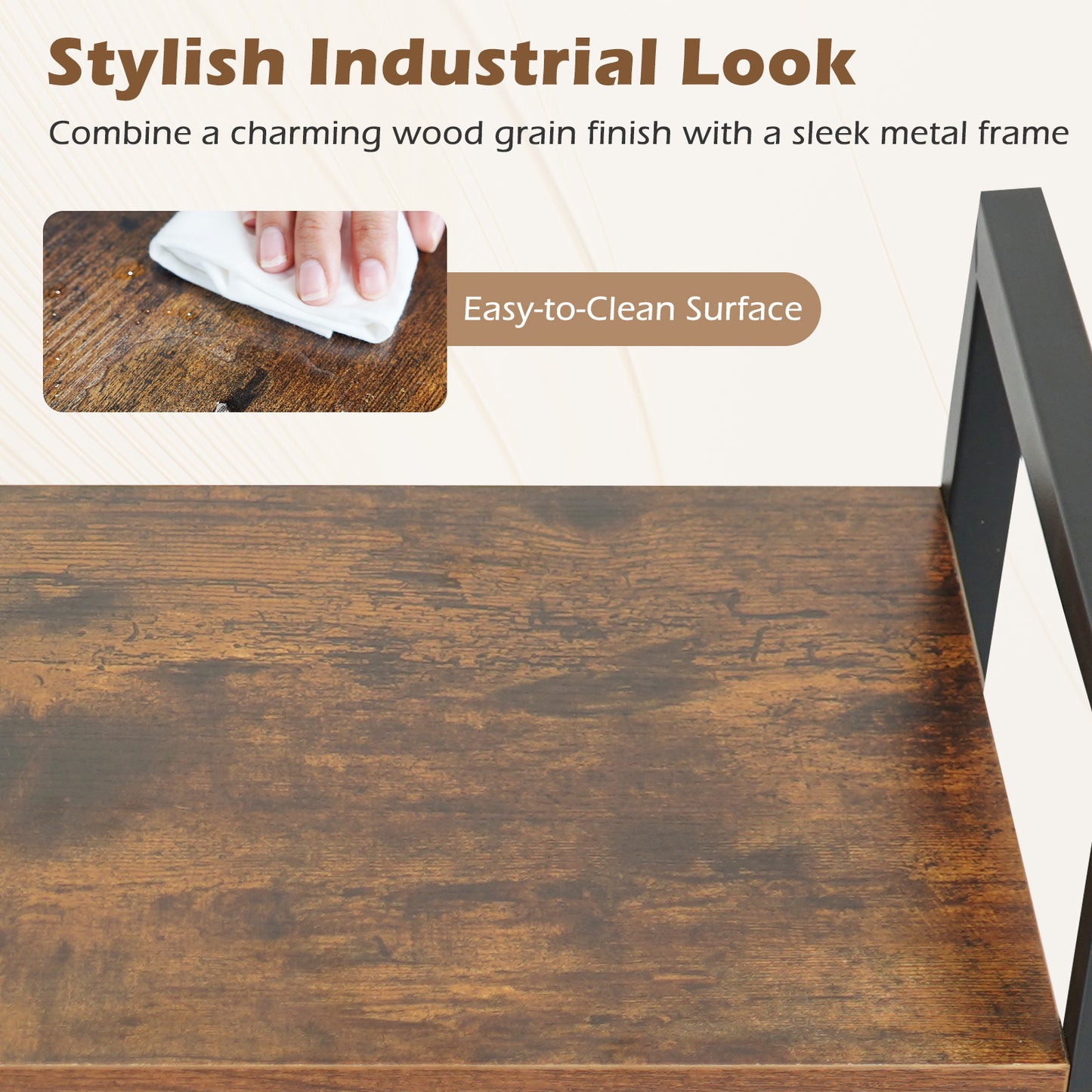 4-Tier Bookshelf, Metal Frame, Wooden Racks, Rustic Brown Bookcases at Gallery Canada