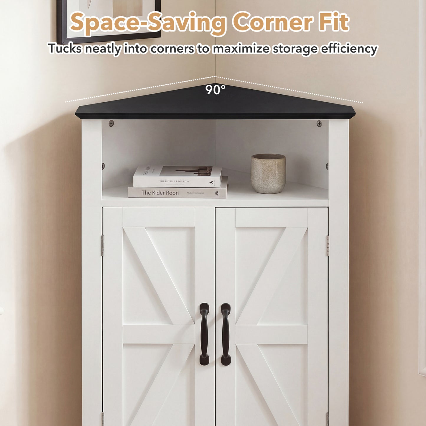 4-Tier Corner Storage Cabinet, Open Shelf, White Cabinets & Chests at Gallery Canada