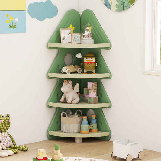 4-Tier Kids Corner Bookshelf Baby Display Shelf for Kids Room, Green Kids Storage Green at Gallery Canada