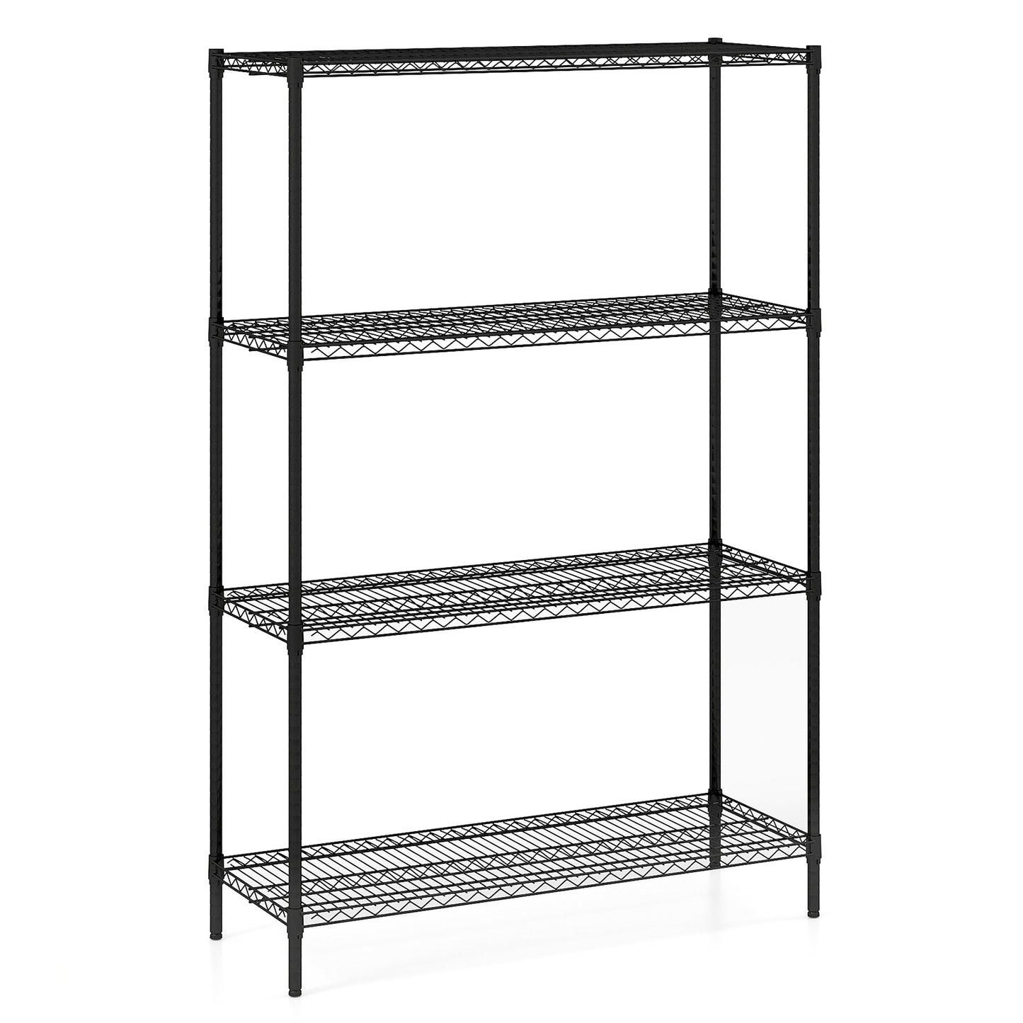 4-Tier Metal Storage Shelving Unit with V-Shaped Wire Rack-DK, Black