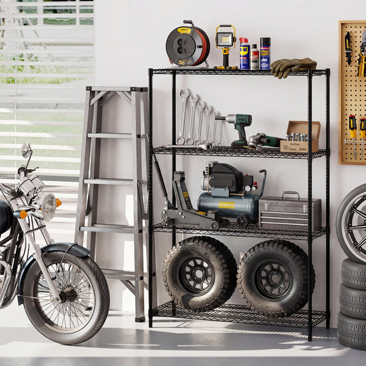 4-Tier Metal Storage Shelving Unit with V-Shaped Wire Rack-DK, Black Baker's Racks Black at Gallery Canada