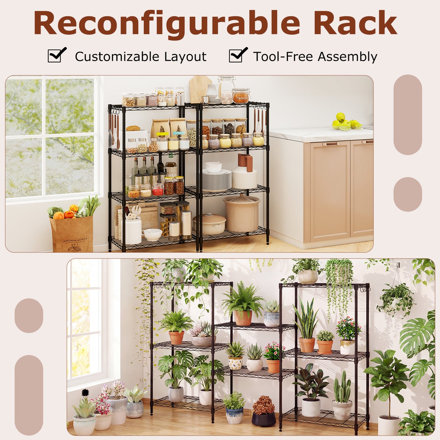 4-Tier Metal Storage Shelving Unit Set of 2, Black Garages at Gallery Canada