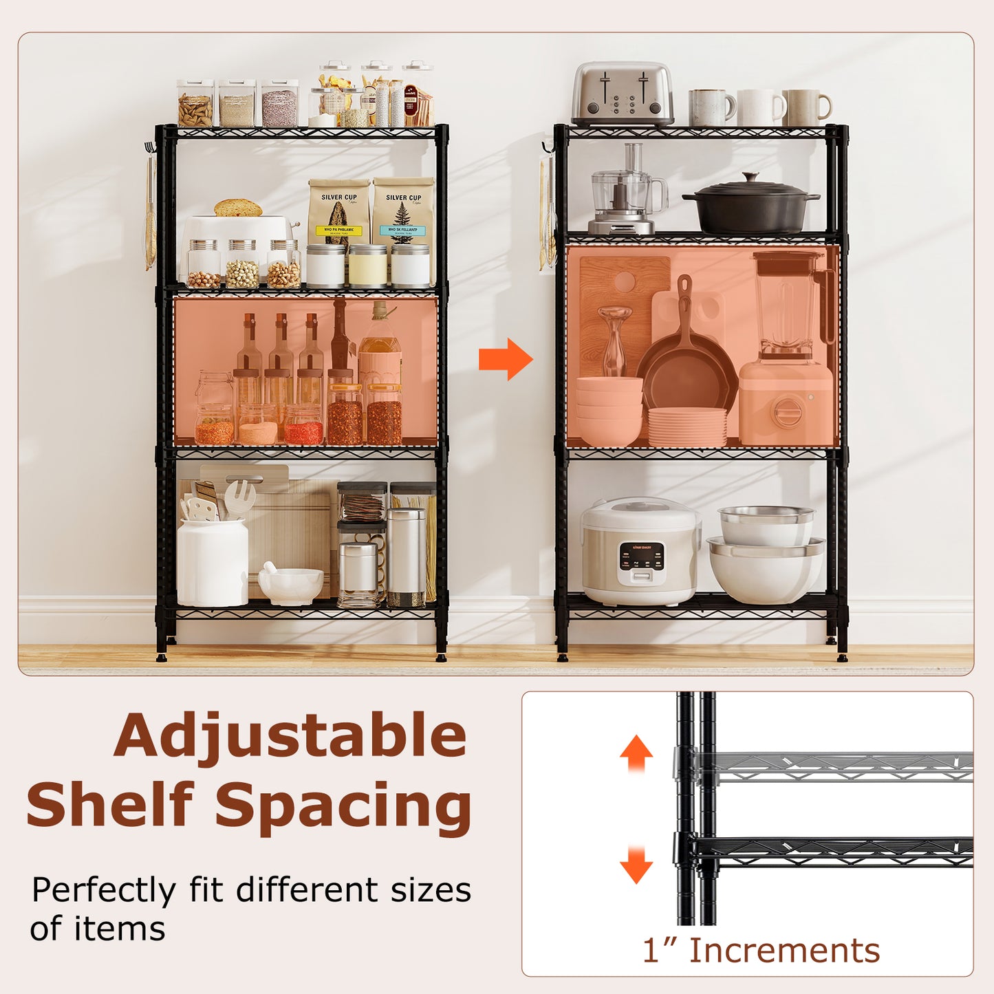 4-Tier Metal Storage Shelving Unit with V-Shaped Wire Rack and 600 LBS Capacity-DK, Black Garages at Gallery Canada