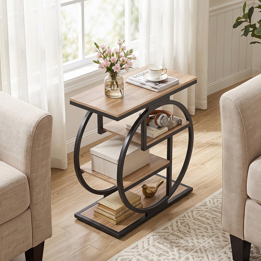 4-Tier Narrow End Table For Living Room, Storage Shelves, Gray End & Side Tables Gray at Gallery Canada