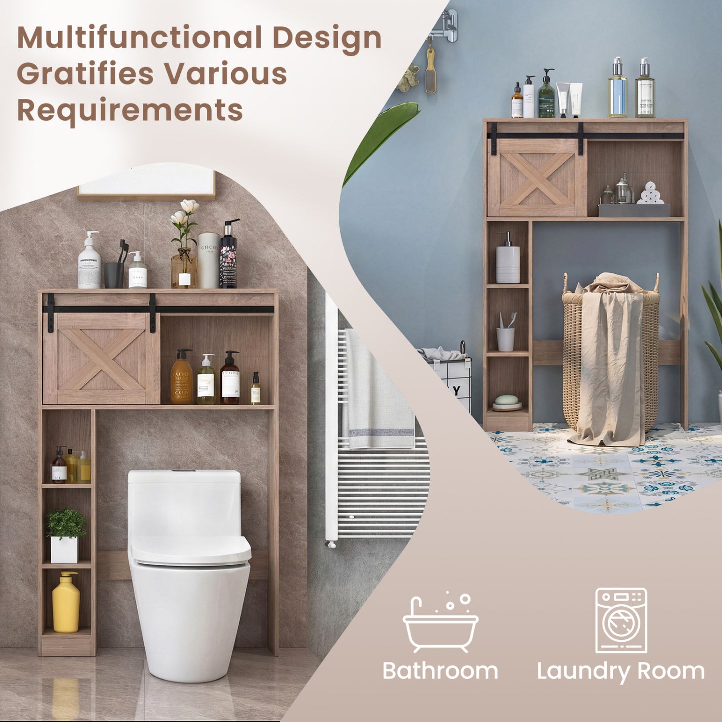 4-Tier Over The Toilet Storage Cabinet, Brown Bathroom Etagere at Gallery Canada