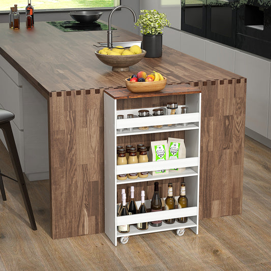 4-Tier Rolling Storage Cart, Slim Kitchen Cart, Rustic Brown Kitchen Islands & Carts Rustic Brown at Gallery Canada