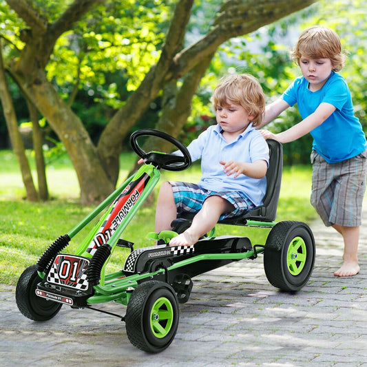 4 Wheels Kids Pedal Powered Bike Go Kart, Green Powered Ride On Toys Green at Gallery Canada