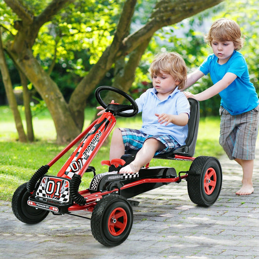 4 Wheels Kids Ride On Pedal Powered Bike Go Kart, Red Powered Ride On Toys Red at Gallery Canada