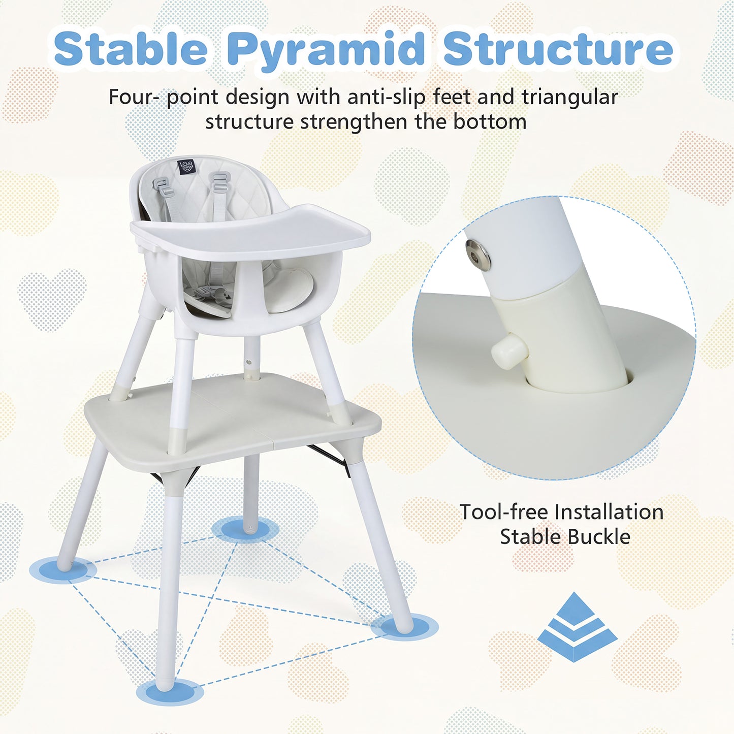 4-in-1 Convertible Toddler Table Chair Set, Cream White High Chairs at Gallery Canada