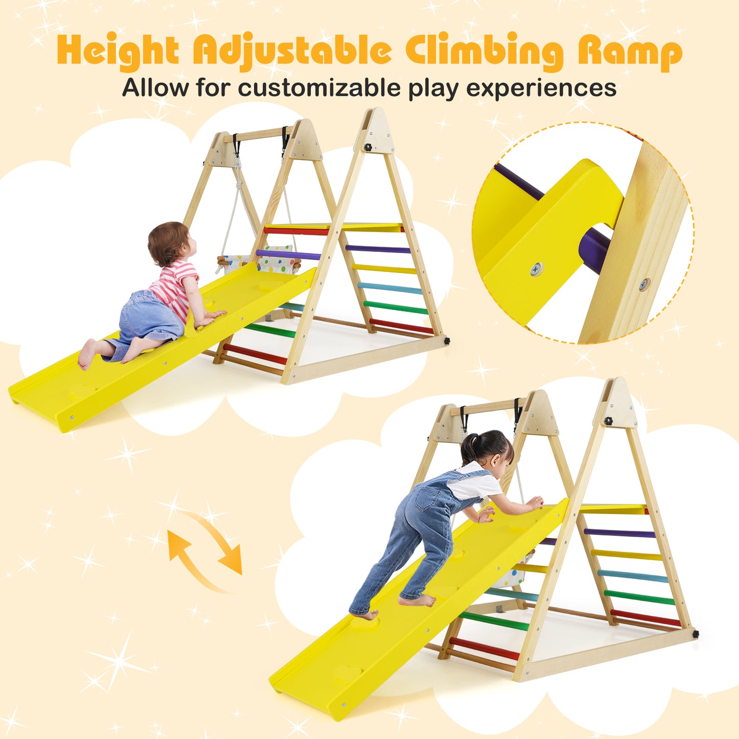 4-In-1 Indoor Jungle Gym, Baby Swing, Climbing Ramp, Multicolor Climbers & Slides at Gallery Canada