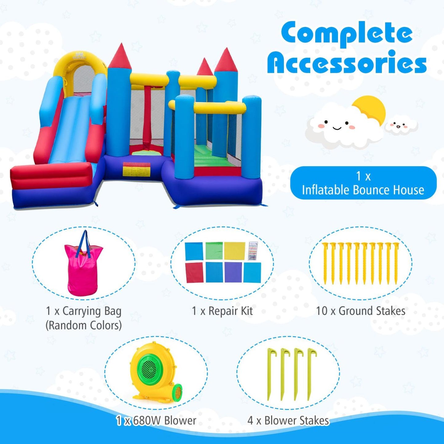 5-In-1 Inflatable Bounce House, 735W Blower, 50 Ocean Balls Bounce House at Gallery Canada
