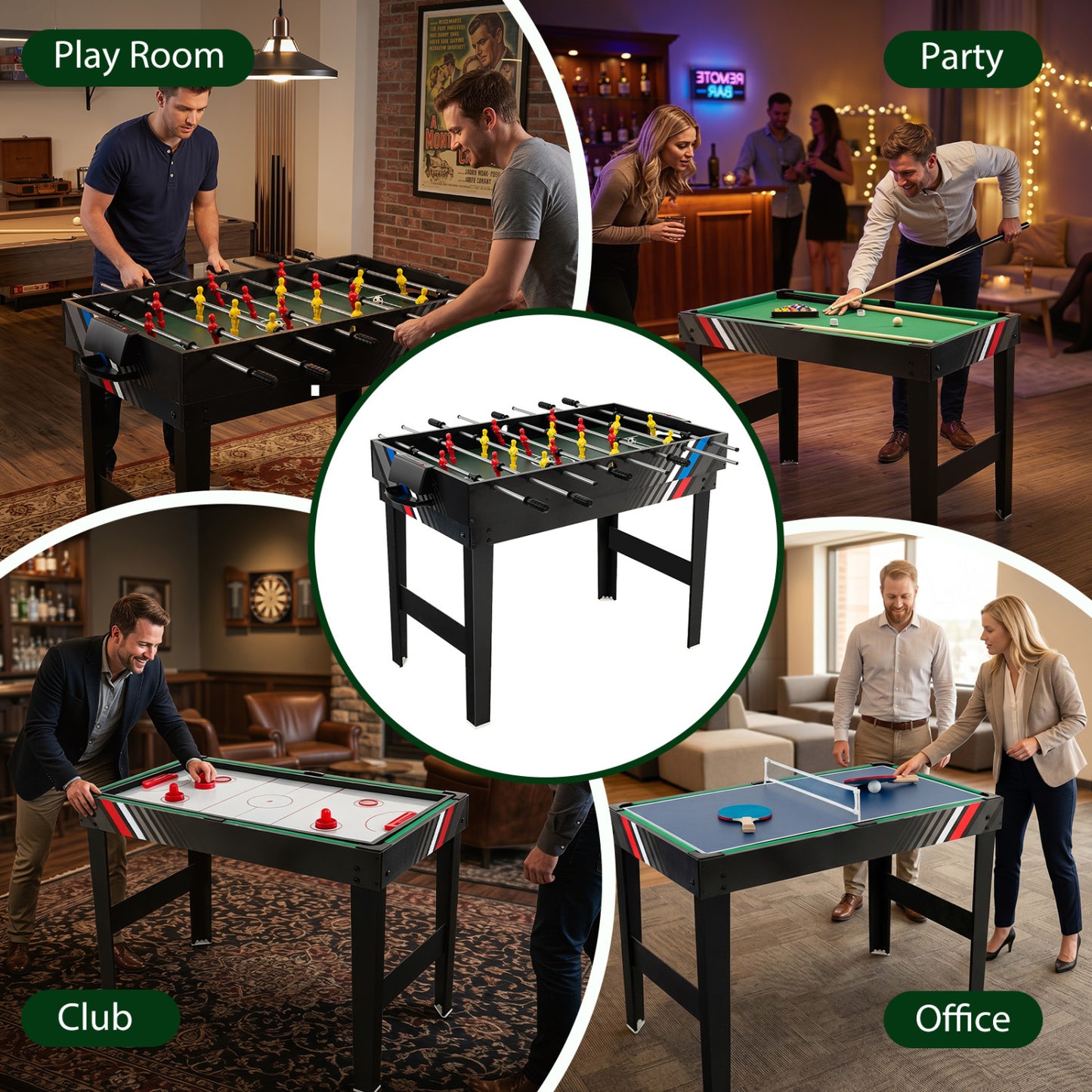 4-In-1 Multi Game Table With Pool Billiards Game Room at Gallery Canada