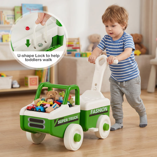 4 in 1 Ride on Push Car with Music and Under-Seat Storage for Boys Girls, Green Push & Pedal Ride On Toys Green at Gallery Canada