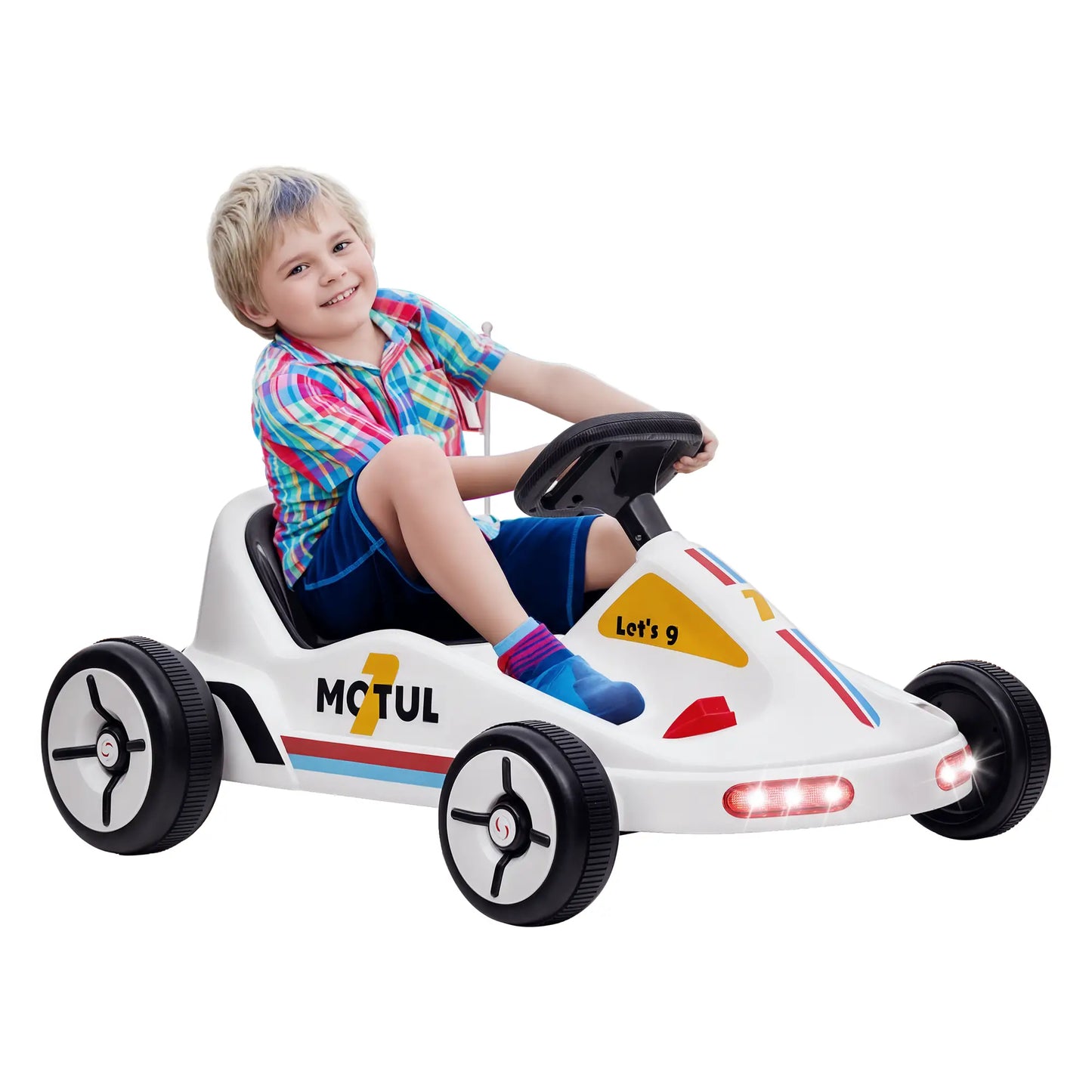 6V Electric Go Kart for Kids, Music Light Horn, White Electric Ride On Toys at Gallery Canada