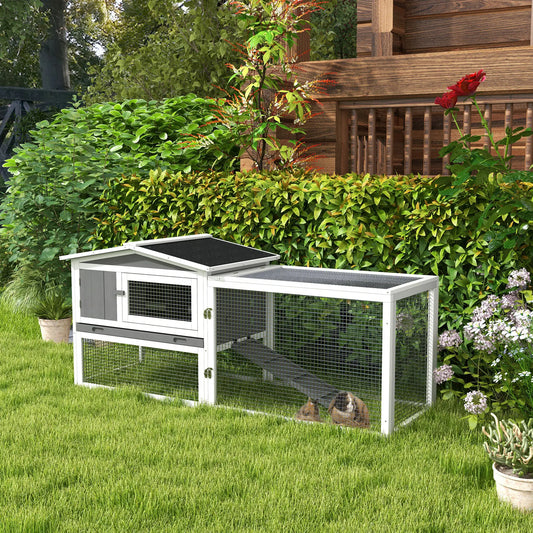 Wooden Rabbit Hutch, Guinea Pig House, Removable Tray, Openable Roof, Grey Rabbit Hutch Light Grey at Gallery Canada