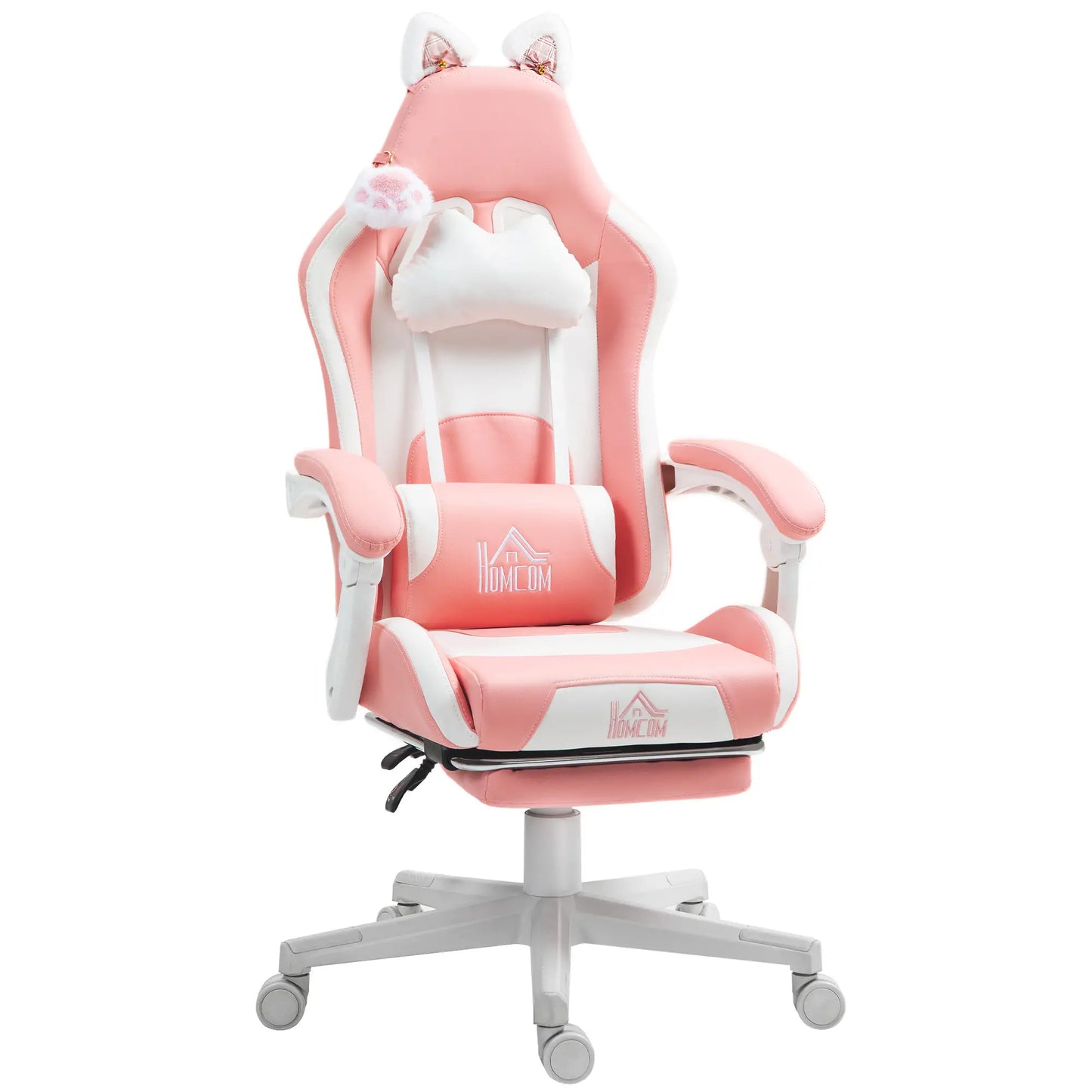 Racing Gamer Chair, Faux Leather with Footrest, Headrest, Lumbar Support, Pink Video Game Chairs at Gallery Canada