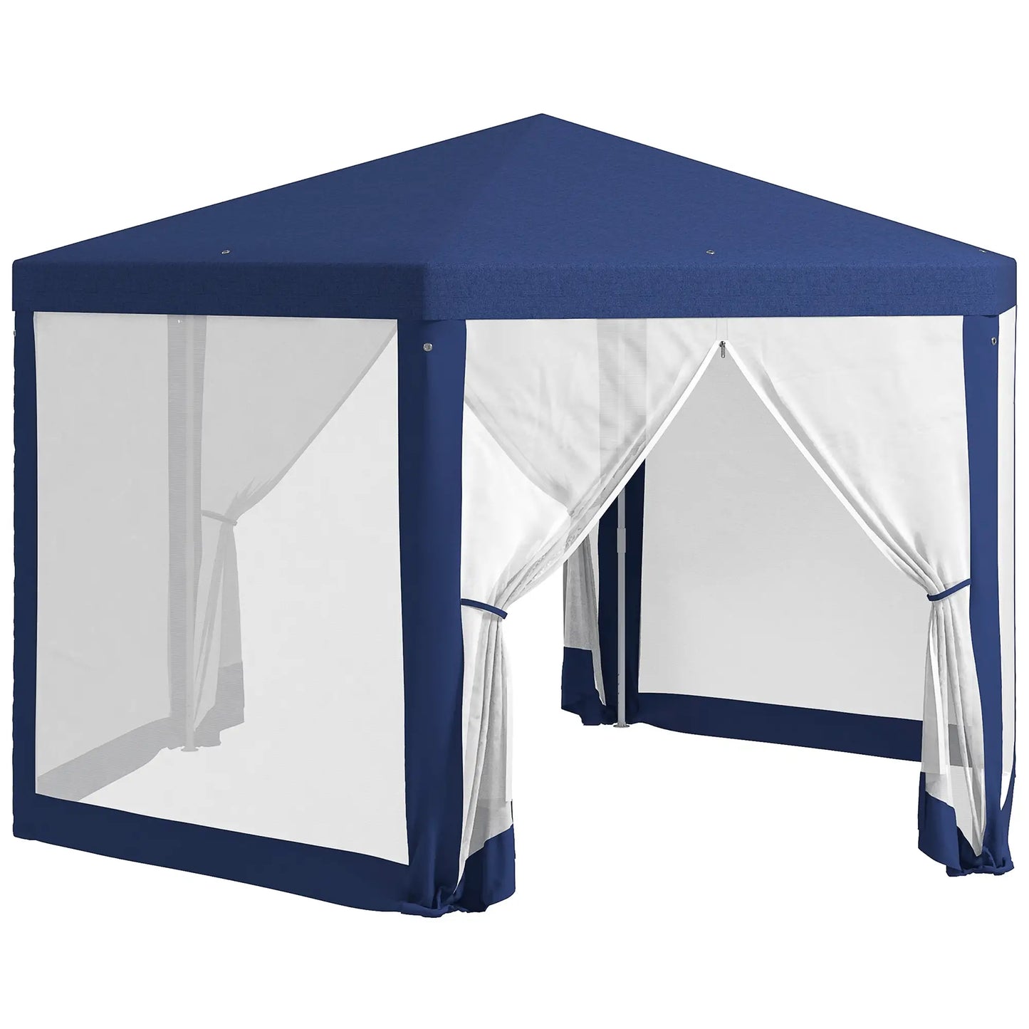Hexagon Party Tent, Patio Gazebo with Netting, Blue Canopy Tents at Gallery Canada