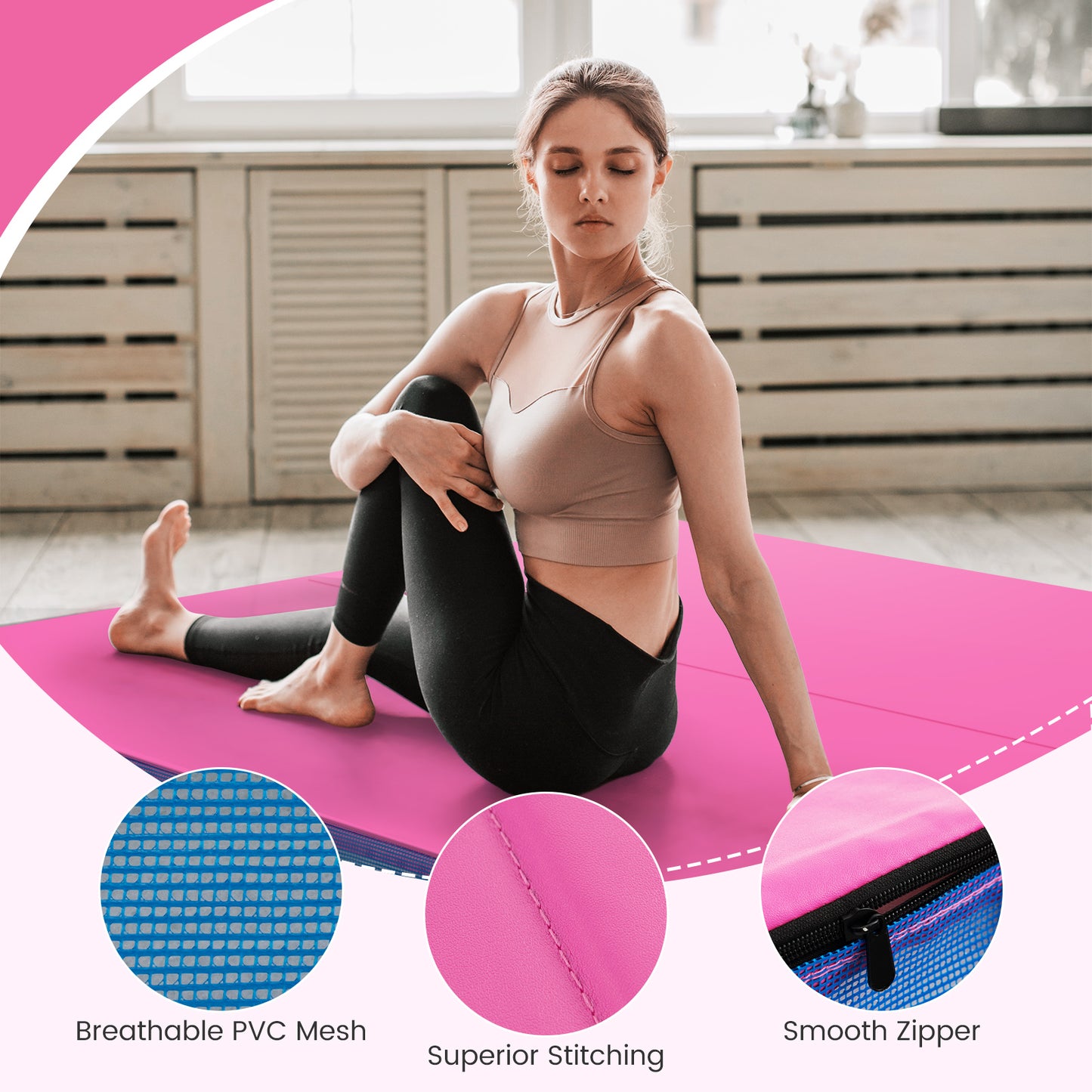 4ft x 4ft x 4in Bi-Folding Gymnastic Mat, Pink Yoga & Gym Mats at Gallery Canada