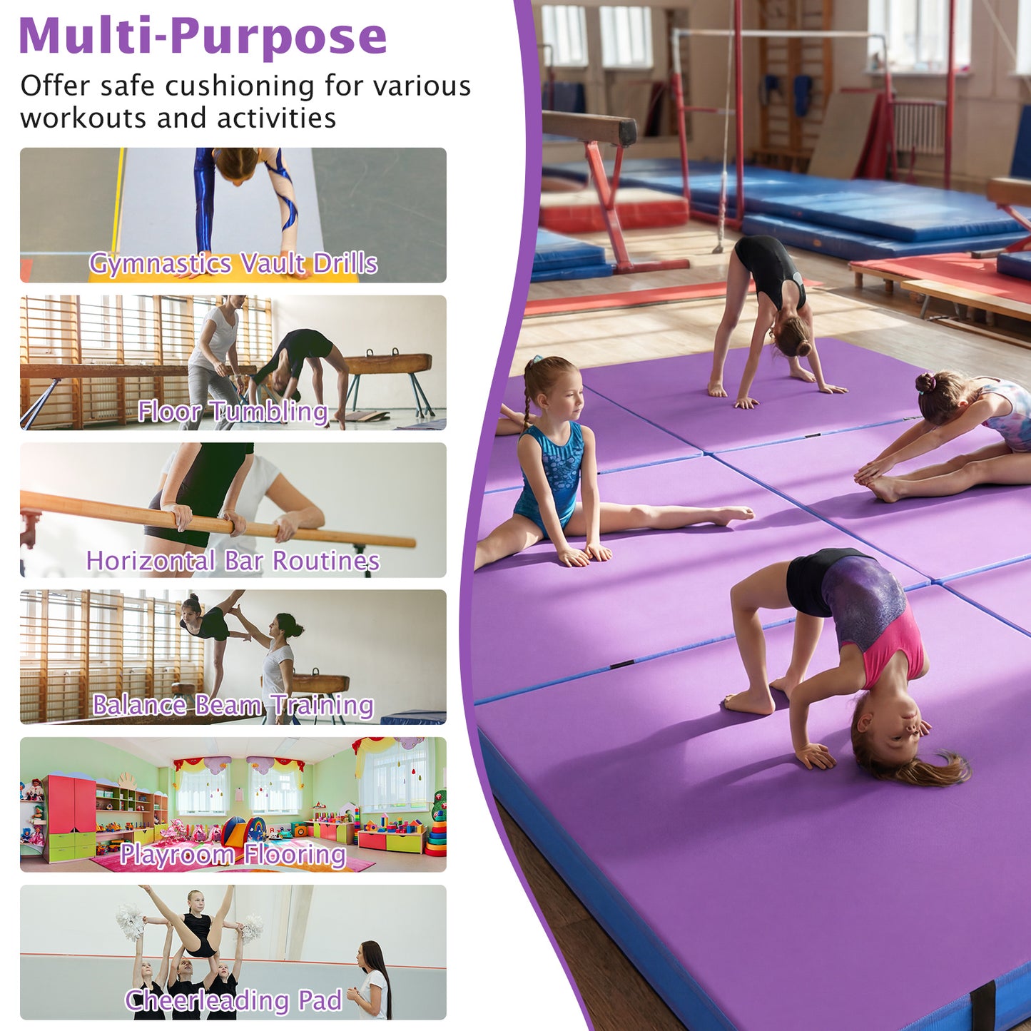 4ft x 4ft x 4in Bi-Folding Gymnastic Mat, Purple Yoga & Gym Mats at Gallery Canada