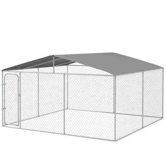 Dog Kennel Outdoor, Heavy Duty Playpen with Secure Lock, Cover, for Backyard &; Patio, 13.1' x 13.1' x 7.5' - Gallery Canada