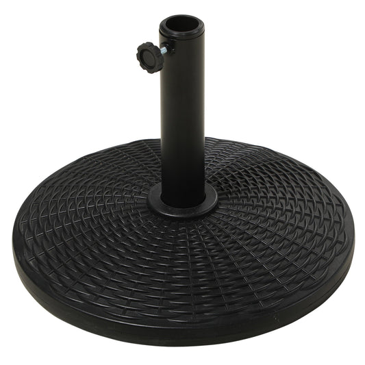 25 lbs Market Umbrella Base Holder 17.5" Round Parasol Stand with Rattan Design for Patio, Outdoor, Backyard, Black - Gallery Canada