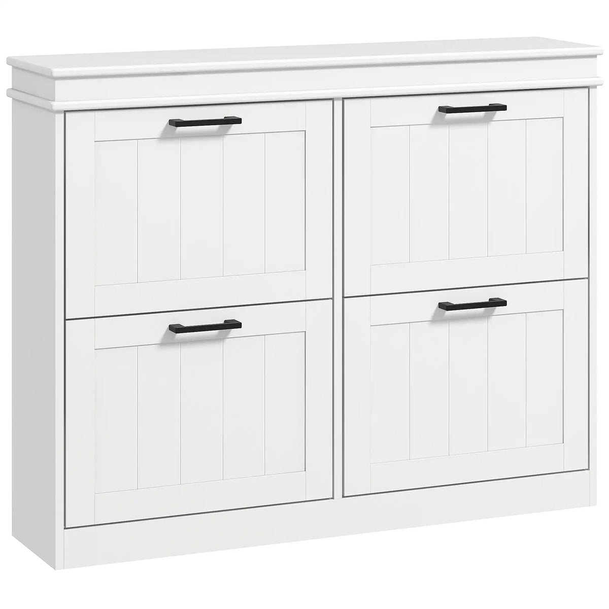 Shoe Storage Cabinet, 4 Flip Drawers, Adjustable Shelves, 20 Pairs, White Shoe Storage Cabinets & Racks at Gallery Canada