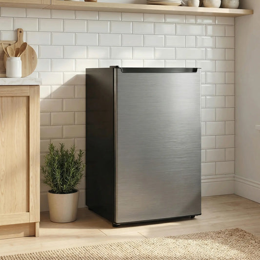 2.1 Cu. Ft. Mini Freezer, Compact Upright, Reversible Door, Removable Shelf, Adjustable Temperature, Silver Small Kitchen Appliances Silver, Black at Gallery Canada