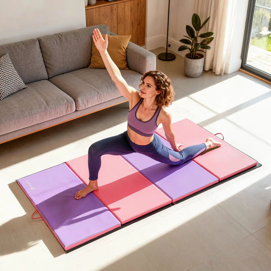 4'x6'x2'' Folding Tumbling Mat, Yoga MMA Martial Arts, Pink Purple Gymnastics Mats Pink and Purple at Gallery Canada